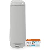 Diaper Genie Signature Pail Includes 1 Easy Roll Refill with 18 Bags | Holds Up to 846 Newborn-Sized Diapers Per Refill, Grey