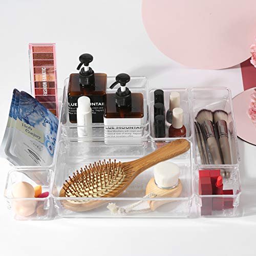 Mebbay 16pcs Clear Plastic Drawer Storage Box Desktop Manager Organier