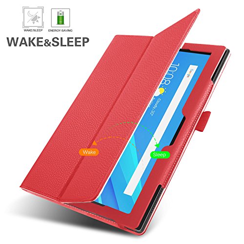 IVSO AT&T Lenovo Moto Tab Case, Ultra Lightweight Leather Stand Cover Case for AT&T Lenovo Moto Tab / Lenovo Tab 4 10 Plus Tablet (Red)