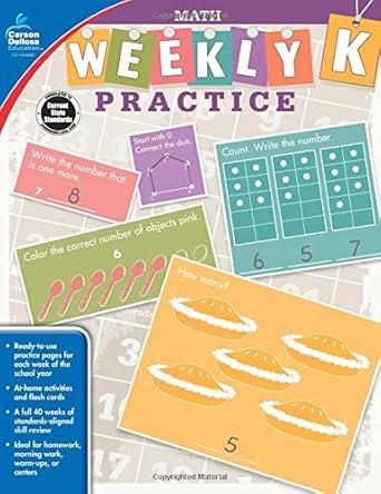Math, Grade K (Weekly Practice): Carson-Dellosa Publishing