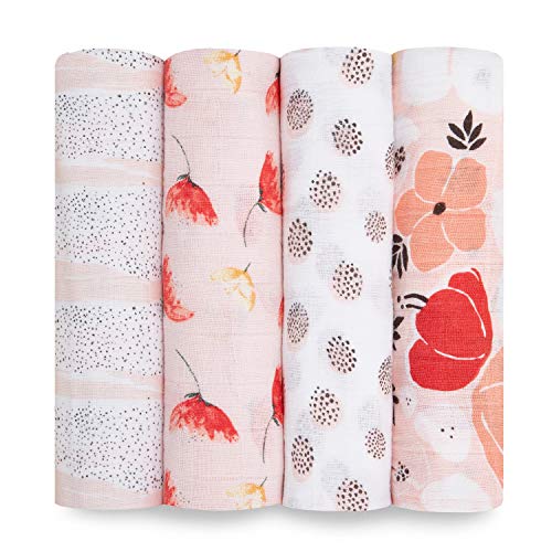 aden + anais Swaddle Blanket, Boutique Muslin Blankets for Girls & Boys, Baby Receiving Swaddles, Ideal Newborn & Infant Swaddling Set, Perfect Shower Gifts, 4 Pack, Picked for You