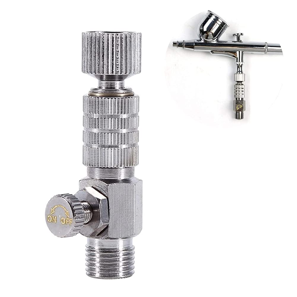 Airbrush Quick Disconnect Coupler Connection Fitting Adapter with Airbrush Airflow Adjustment Control Valve 1/8 inch