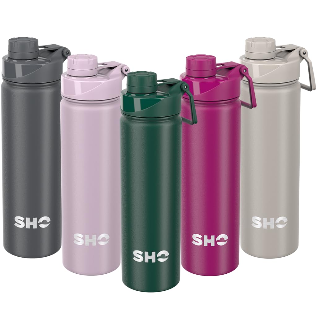SHO Stainless Steel Sports Bottle - Leak Proof, BPA Free, No Sweat, Vacuum Insulated Double Walled Metal Flask Water Bottle - 12 Hours Hot 24 Hours Cold (660ml Forest Green) — image 1