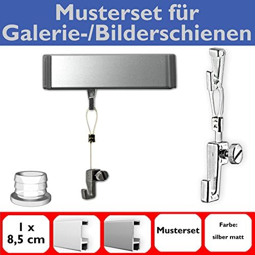 Sample Set for picture rails with loop, gallery rails set in white, hanging system with loop incl. accessories