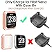 EZCO Compatible with Fitbit Versa Screen Protector Plus Charger [3+1 Pack], Exclusive Charging Dock Cable (Can Charge Case On) Soft TPU Full Coverage Case Cover Bumper Compatible Versa Smart Watch