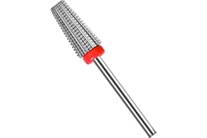 SQULIGT Tungsten Nail Drill Bit, 5 in 1 Carbide Tapered, 3/32" Shank, Two Way Rotate Use, for Nails Fast Removing Acrylic Nail Hard Gels Cuticle Nail Efile Bit for Nail Drill Machine (Fine, Silver)