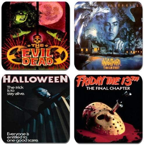 Vintage 1980s Horror Movie Poster Coasters Set of 4. High Quality Cork. Horror Film Fan Gift