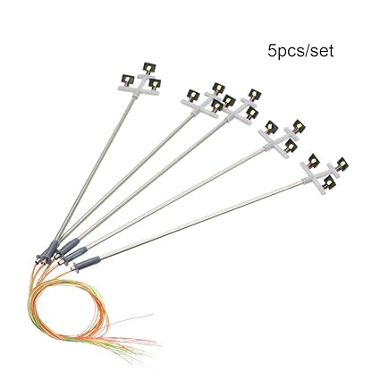 KKmoon 5pcs Model Street Lights Layout Lamppost Railway Train Garden Playground Scenery Led Lamp Lighting 1:100 Scale 130mm