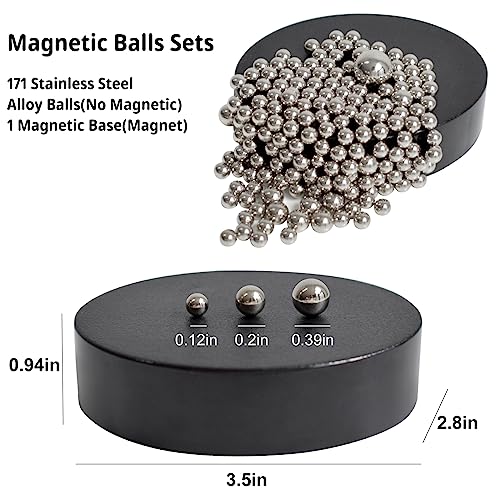 vrbabies Magnetic Toys, Fidget Toy for Kids Adults, Magnet Toys with 1 Magnetic Base and 171 Steel Balls, Desk Toys and Great Gifts for Office Desk Decor and Stress Relief