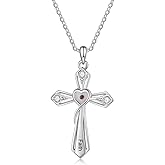 GlamourGrace Mustard Seed Necklace Christian Gifts for Women Faith Mustard Seed Cross Necklace, Gift for Christians Jewelry for Women Girls