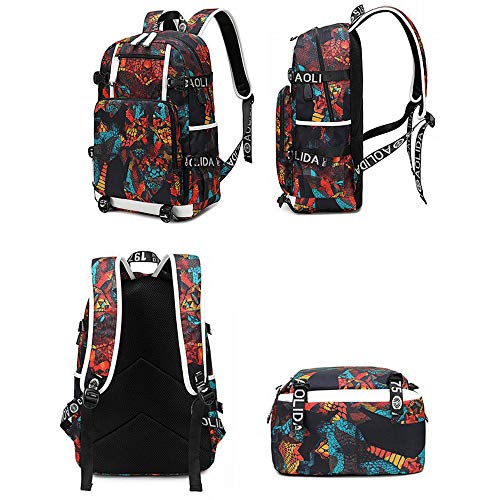 Soccer Player Star Cristiano Ronaldo Multifunction Backpack CR7 Travel Student Football Fans Bookbag For Men Women (Style 6)