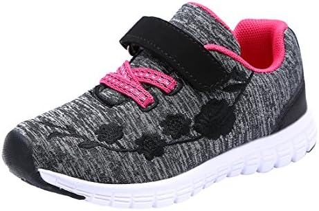G GEERS Kids Girl's Fashion Sneakers Lightweight Casual Sports Shoes OS002 DK.Grey/Fuch 7