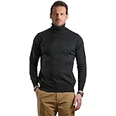 Bright Moons Men's Knitted Turtleneck Sweater – Lightweight, Soft Knit Pullover for Casual & Formal Wear (US, Alpha, Large, Regular, Regular, Black)
