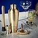 VonShef Premium Brushed Gold Parisian Cocktail Shaker Barware Set in Gift Box with Recipe Guide, Cocktail Strainers, Twisted Bar Spoon, Jigger, Muddler and Pourers
