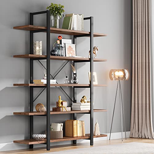 Tribesigns 5Tier Bookshelf, Vintage Industrial Style Bookcase 72 H x
