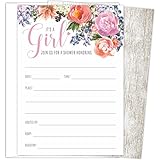 It’s a Girl Baby Shower Invitations Set of 25 Fill-In Style 4.25” x 6” Cards and A6 Envelopes. Printed on Heavy Card Stock.