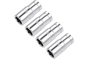 uxcell 4 Pcs 1/4-inch Drive 5/16-inch 6-Point Shallow Socket, Cr-V