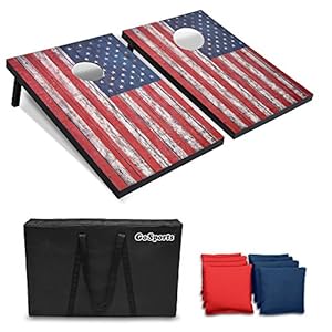 GoSports Classic Cornhole Set – Includes 8 Bean Bags, Travel Case and Game Rules (Choice of style)