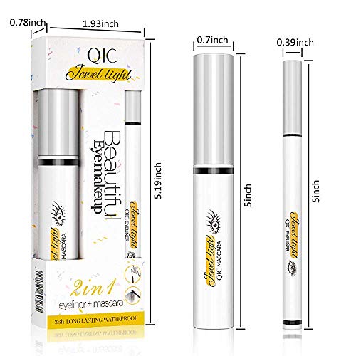 4D Silk Fiber Lash Mascara & Liquid Eyeliner Set, Long Lasting Waterproof, Lengthening Thickening Eyelashes, Smudge-proof, Natural Formula, Best Volumirous Eyelash Makeup