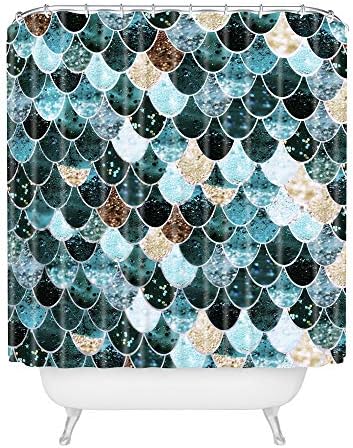 Society6 Monika Strigel リアルマーメイド ゴールドティール シャワーカーテン 72インチ X 69インチ 2ポンド マルチ