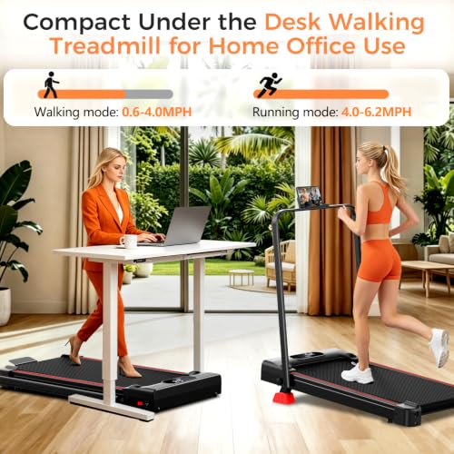 Walking Pad with 9% Incline, 4-in-1 Under Desk Treadmill with Handle Bar, 6.2 MPH Speed and 3.0 HP Motor, Compact Quiet Walking Machine for Home Office, 300 lb Capacity