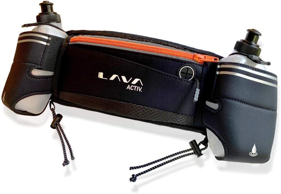Lava Activ Hydrabelt Running Belt with Water Bottles | Adjustable Hydration Waist Belt | 2 Phone Pockets