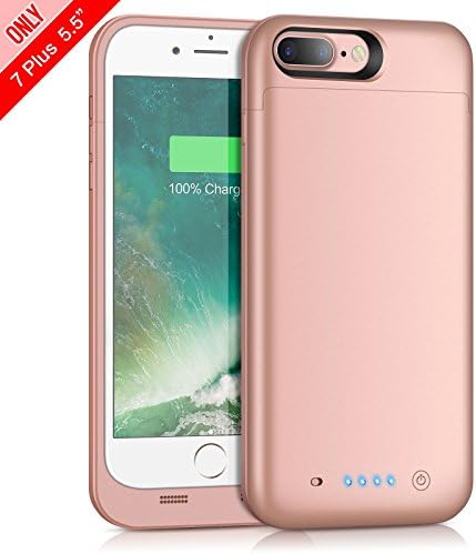 iPhone 7 Plus/8 Plus Battery Case [7000mAh] Capacity, Gixvdcu Rechargeable Portable Protective Charger for Apple iPhone 8Plus &amp; 7Plus Extended Charging Case Pack Juice Bank - Rose Gold