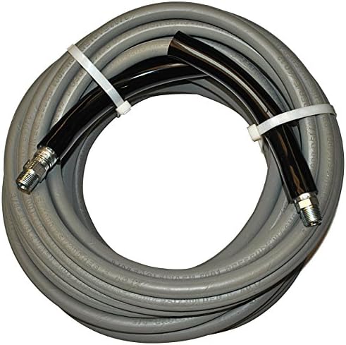 JGB Enterprises Eagle Hose Eaglewash I Wrapped Grey Modified Nitrile Pressure Washer Hose Assembly, 3/8" NPT Male X NPT Male Swivel with Guards, 4000 psi Maximum Pressure, 50' Length, 3/8" Hose ID