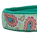Blueberry Pet Soft & Comfy Paisley Flower Print Neoprene Padded Dog Collar, Emerald Green, Small, Neck 12
