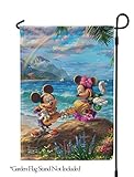 Flagology.com, Disney, Thomas Kinkade, Mickey Mouse and Minnie Mouse, Mickey Minnie Hawaii, Outdoor, Garden Flag12.5 x18, Exclusive Premium Fabric, Printed on Both Sides, Officially Licensed Disney