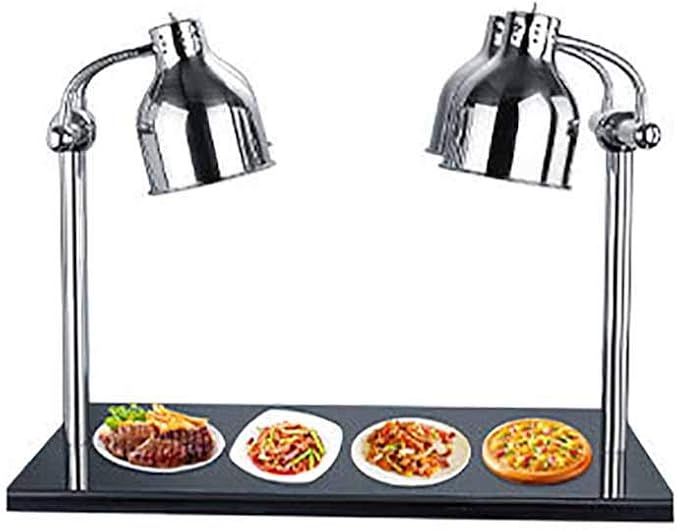 Heat Lamp Food Warmer Light with Marble Base, Pizza Heating Lamp with