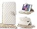 Note 4 Case,Samsung Galaxy Note 4 Case, Welity White Color Bling Rhinestone Camelliae Stylish PU Leather Flip Wallet Credit ID Card Slot Holder Wrist Wrap Chain Phone Case With Stand Cover for Samsung Galaxy Note 4 and one gift