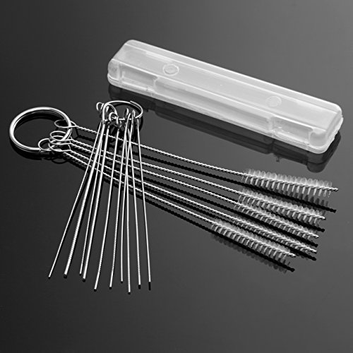 Iglobalbuy Carburetor Carbon Dirt Jet Remove Kit 10 Cleaning Needles + Brushes for Motorcycle ATV Power Sport Carb