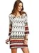 Floerns Women's Long Sleeve Palm Leaf Print Ethnic Style Shift Dress Multi L Red