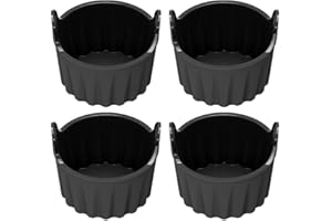Lawnoval Silicone Baking Ramekins Set of 4, Nonstick Reusable Air Fryer Cups for Eggs Muffins Cupcakes Puddings, with Lift Ha