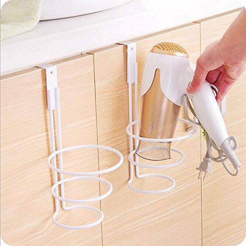 LIVDAT Hair Blow Dryer Holder Shelf Rack Stand Bathroom Washroom Wall Mount Spring Style Accessories Storage Organizer Aluminum Set