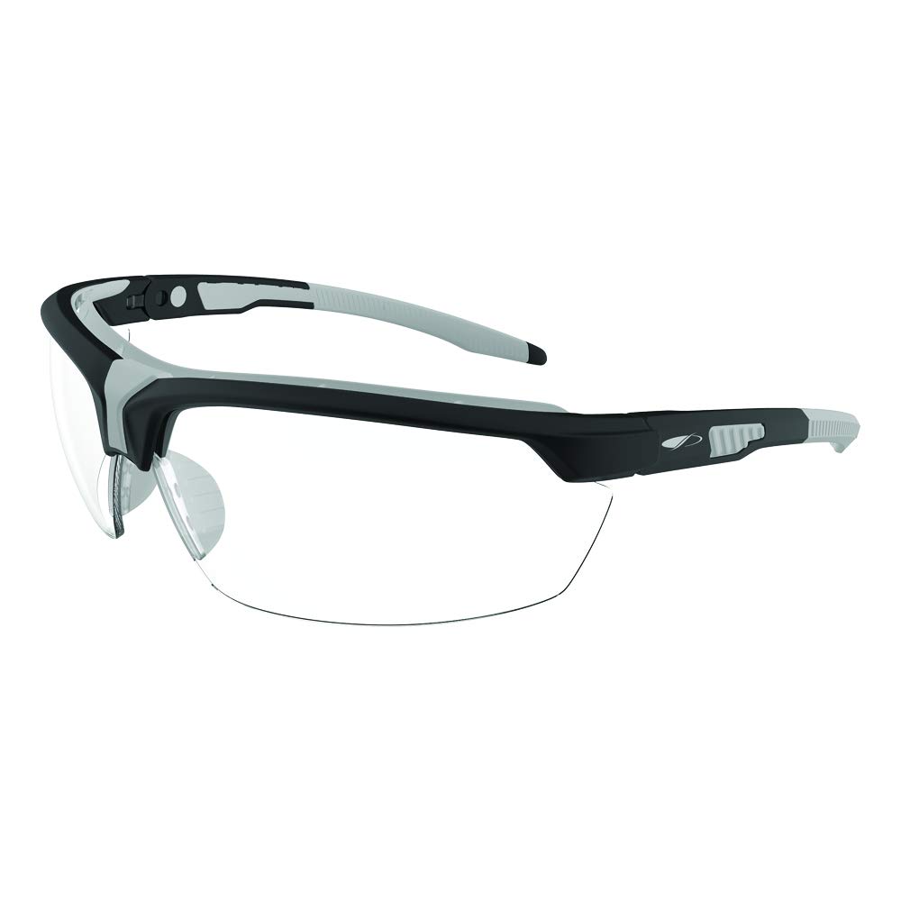 Lyss KN UV400 Dark Grey Frame Light Grey Temple Tips Clear Lens Spectacle, AS/AF Coating (JSP 1LYSDG23CKN)
