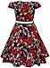 Bonny Billy Girls Classy Vintage Floral Swing Kids Party Dress with Belt 7-8 Years C-Flower