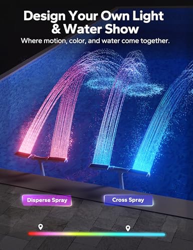 POOLHACKER Solar Pool Fountain with 10-Color LED Lights, Newly Refined Streamlined Design, Auto Dusk Sensor & Timer, Remote Control, Dual-Head Adjustable Spray for Above & Inground Pools
