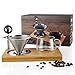 Pour Over Coffee Dripper Set Include Stainless Steel Paperless Reusable Filters, 8 Ounce Glass Cup, Spoon and Bamboo Base, Portable Single Cup Coffee Maker for Home Office - Gift-ready Package