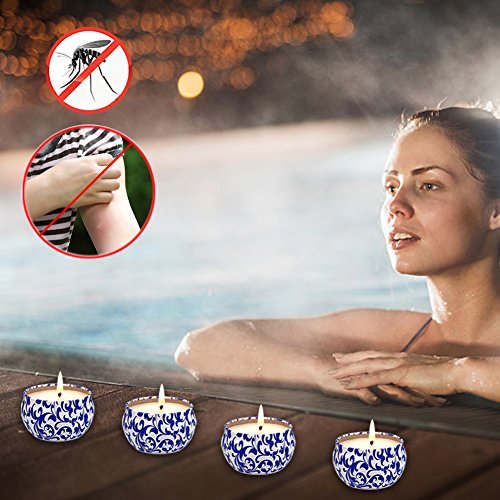 YIH Citronella Candles Scented Soy Wax, 20 Hour Burn, Natural Mosquito Repels, Outdoor and Indoor ,(set of 4)