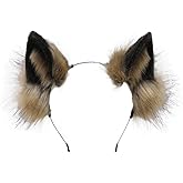 ILUFAM Handmade Wolf Ears Headband Furry Fox Cat Animal Ears Hair Hoop Halloween Anime Fancy Dress Party Cosplay Headwear