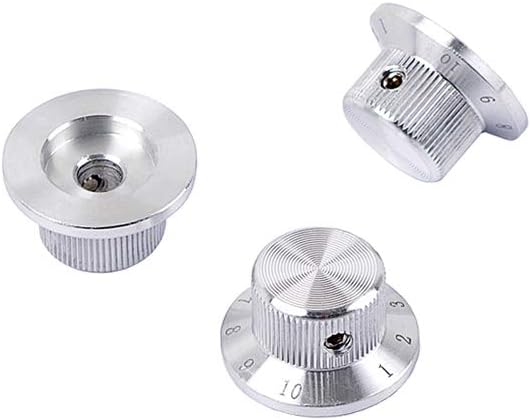 Alnicov 3Pcs Metal Guitar Control Knobs 6mm Diameter Tone Volume Knobs for Strat Stratocaster Electric Guitar