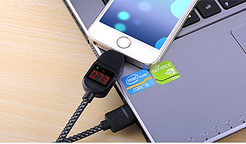 Kingsida Smart 1.2M Voltage Current LED Display Micro USB Sync Date Multi -functional Charging Cable for ios iDevices with Lightning Conector . (For ios)