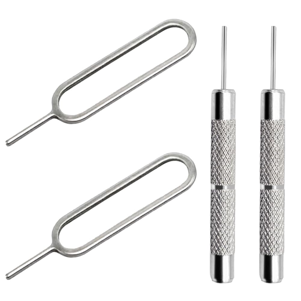 Photo 1 of AYWFEY 4 Pcs SIM Card Removal Openning Tool Tray Eject Pins Needle Opener Ejector Compatible with All iPhone Apple iPad HTC Samsung Galaxy Cell Phone Smartphone Watchchain Link Remover (Style A)