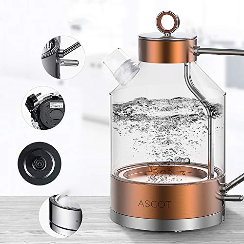 Electric Kettle, ASCOT Electric Tea Kettle 1.6L 1500W Glass Electric