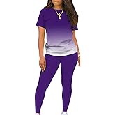 Mrskoala Women Two Piece Outfits Summer Sweatsuits Matching Jogger Sets Tracksuit Blue L