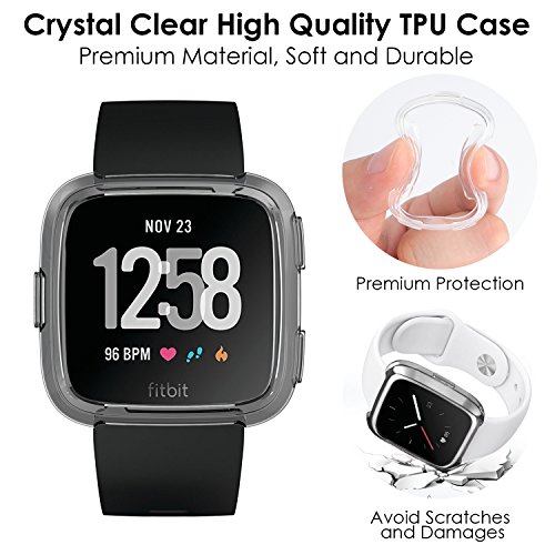 EZCO Fitbit Versa Case with Fitbit Versa Charger [3 +1 Pack], Exclusive Charging Cable (Can Charge with Case On), Soft TPU Protective Cover Shell Bumper Case Protector for Fitbit Versa Smartwatch - Thumbnail 4