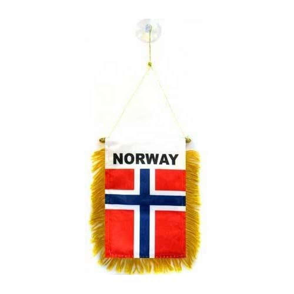 AZ FLAG - Norway Mini Banner - 6'' x 4'' - 100% Polyester Norwegian Small Pennant for Car - Double-sided Flag with Suction Cup Hanger