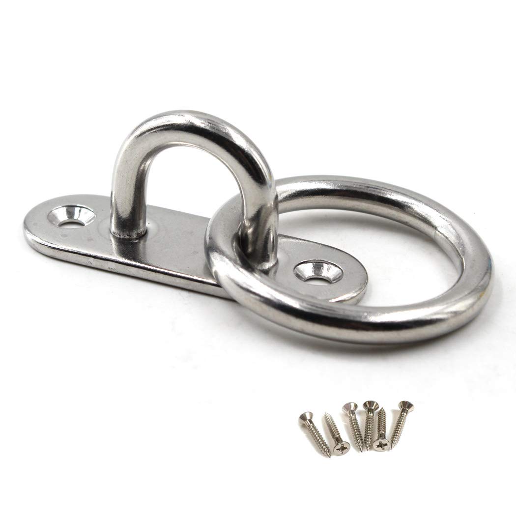 M9 Ceiling Hook Pad Eye Plate 304 Stainless Steel Wall Mount Hook Heavy Duty for Hanging (Pack of 1,Screws Included)